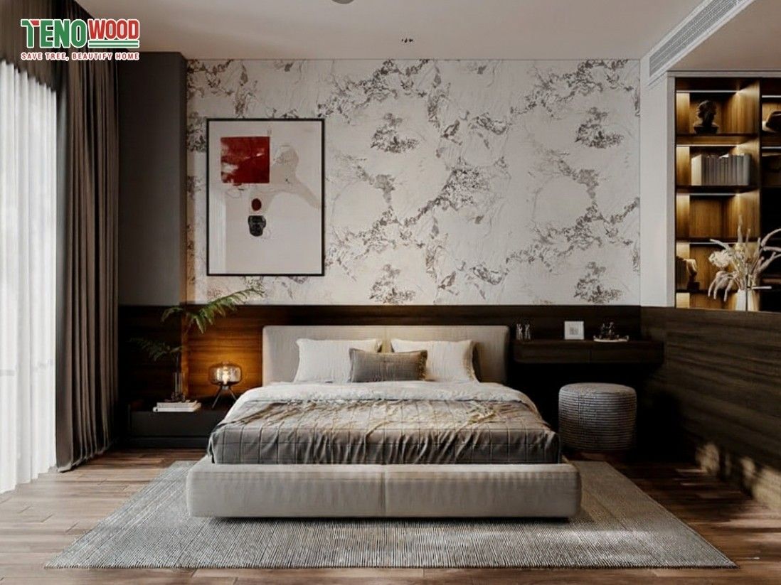 Ứng dụng Tấm PVC vân đá TN1220W2440ID36 màu HW-36