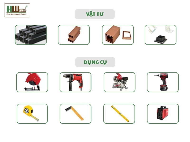 Chuẩn bị đầy đủ vật liệu trước khi thi công lam gỗ nhựa