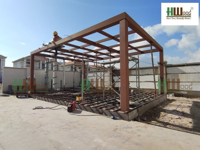 Thi công lam ngoài trời cho công trình pergola hiện đại