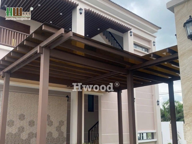 Ứng dụng thanh lam ngoài trời làm mái che thông minh