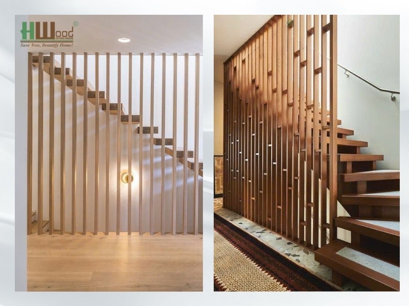 Lam nhựa giả gỗ trang trí cầu thang đẹp mắt