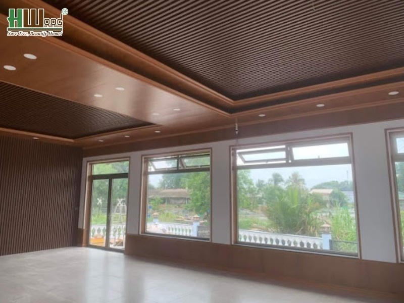 Trần làm sóng nhựa giả gỗ