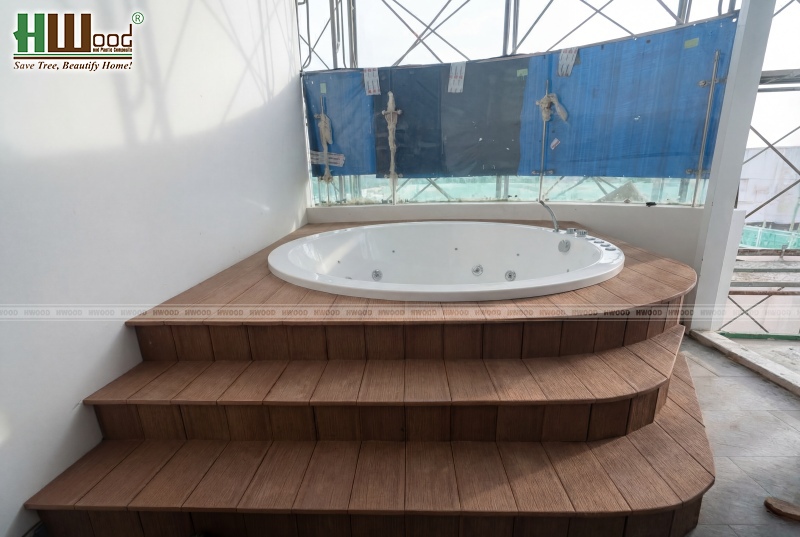 Lắp đặt bồn tắm kết hợp sàn gỗ nhựa ASA Ixora Hồ Tràm