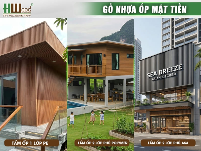 Gỗ nhựa ốp mặt tiền hiện đại cho công trình
