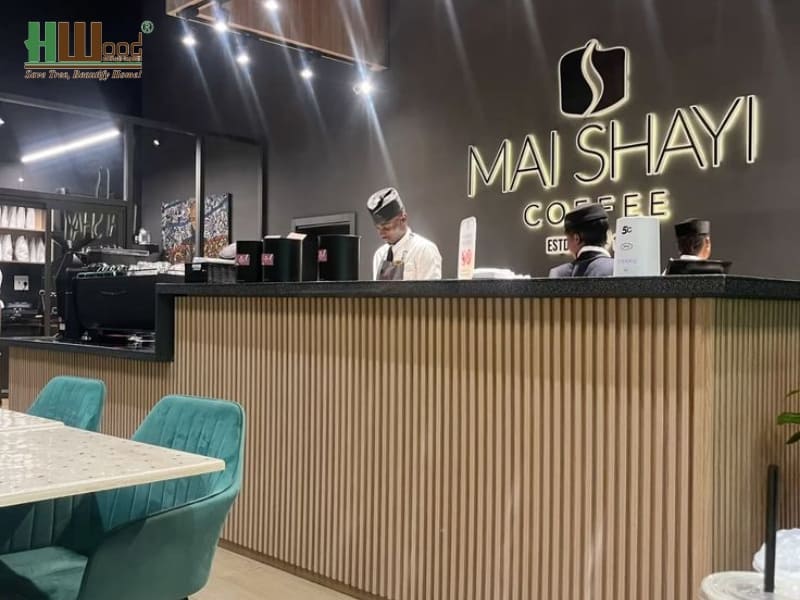 Lam sóng ốp quầy bar quán cafe