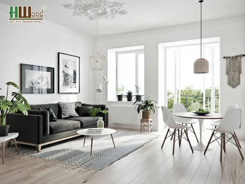 Phối Scandinavian với cây xanh