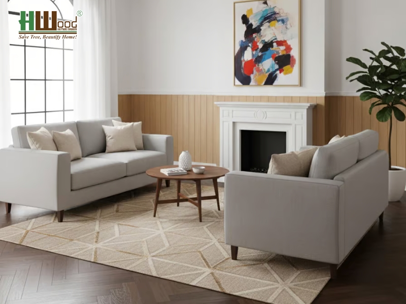 Phòng khách tông màu ấm áp