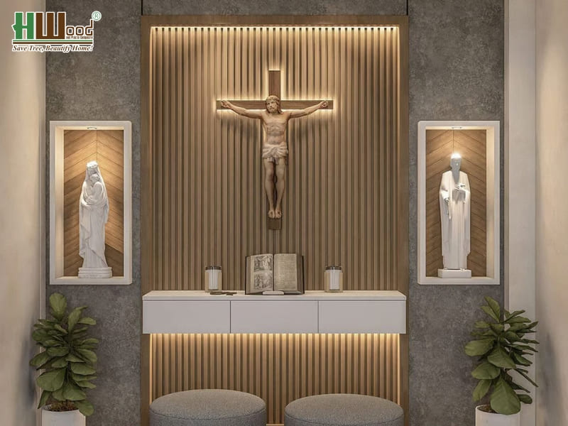 Tấm ốp lưng bàn thờ lam sóng nội thất