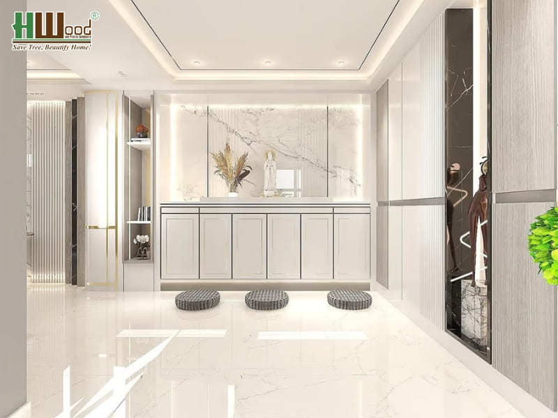 Tấm ốp PVC đá trắng