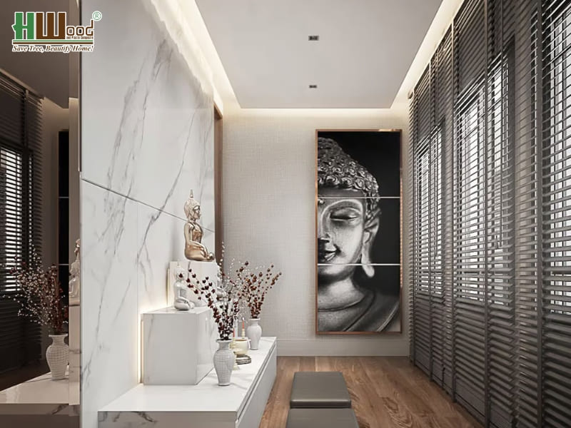 Ốp phòng thờ bằng PVC vân đá