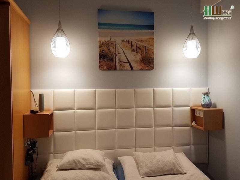 Vách đầu giường bọc nỉ