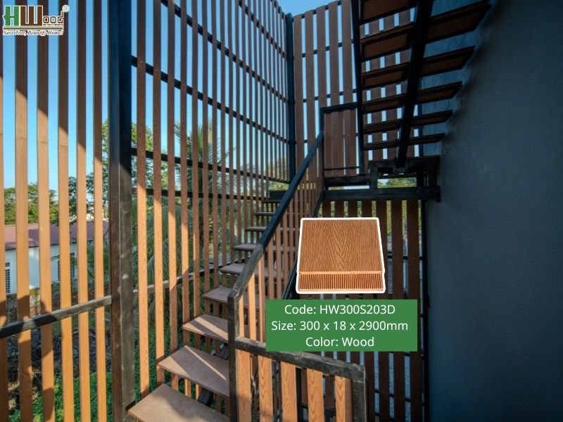 Thanh đa năng gỗ nhựa HW300S203D làm bậc cầu thang — chắc chắn, chống trượt ngoài trời