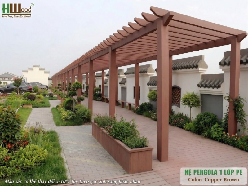 Thanh lam hộp gỗ nhựa tạo hệ pergola sân vườn – kết hợp thẩm mỹ và độ bền bền vững