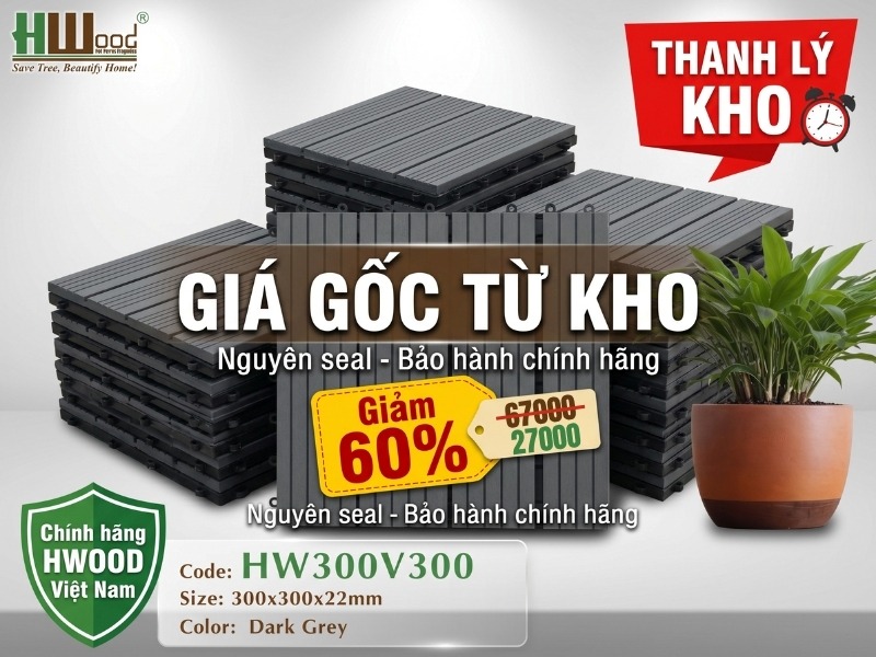 Thanh lý vỉ gỗ nhựa cao cấp chính hãng HWOOD nguyên seal bảo hành 5 năm