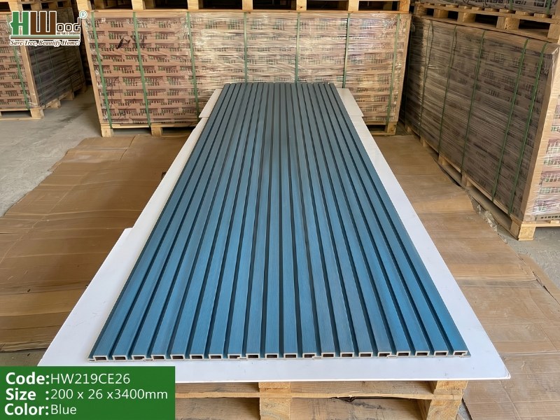 Hình ảnh thực tế tấm ốp polymer màu xanh