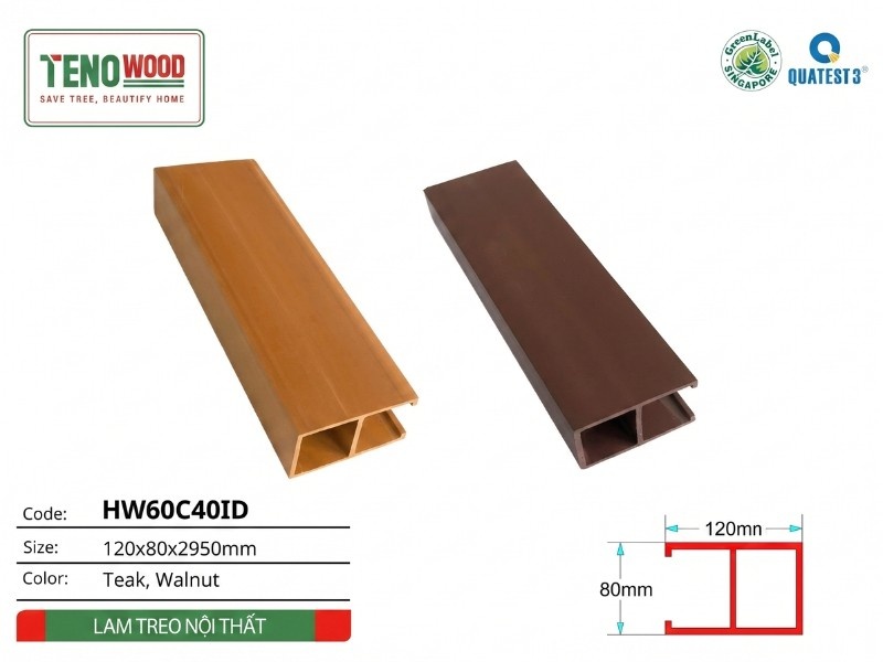 Lam treo Tenowood HW60C40ID kích thước 60x40x2950mm màu Teak Walnut