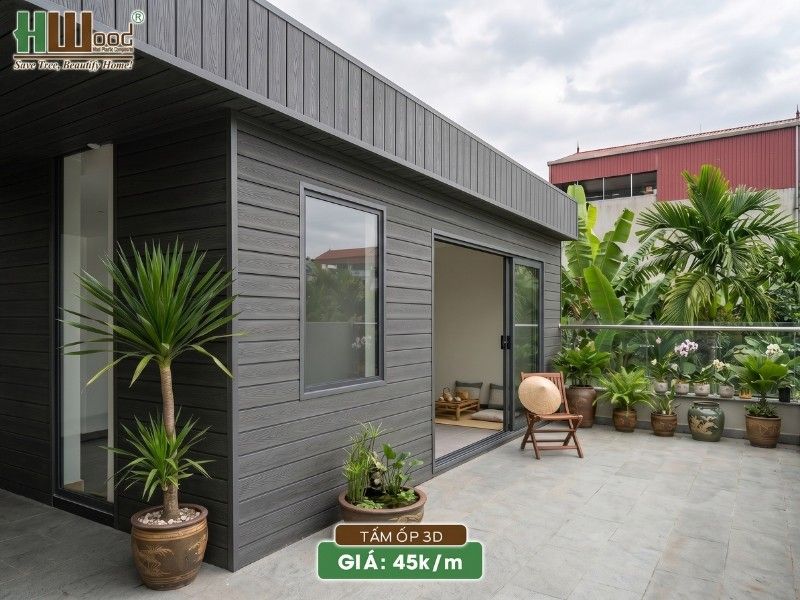 Tấm ốp gỗ nhựa bề mặt 3D màu Dark Grey – hiệu ứng vân gỗ sống động