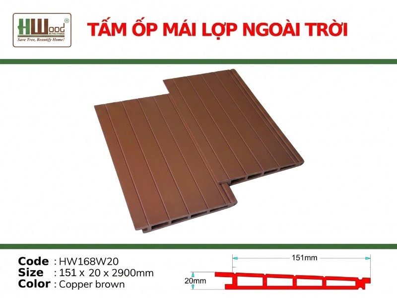 Tấm ốp mái lớp Hw168w20 Copper Brown