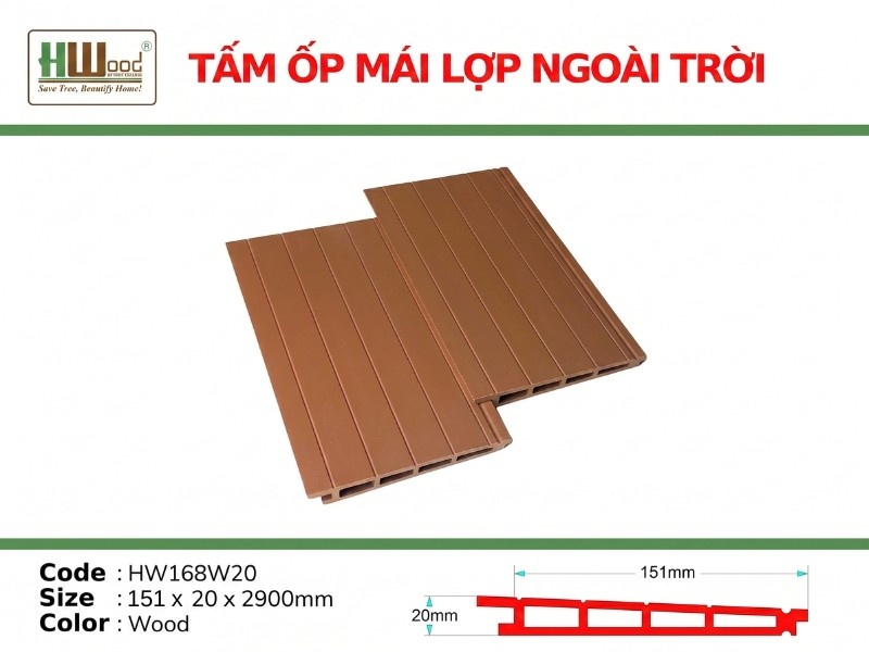 Tấm ốp mái lợp Hw168w20 Wood