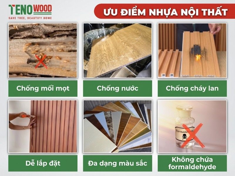 Ưu điểm tấm ốp nhựa nội thất chống mối mọt chống nước chống cháy lan