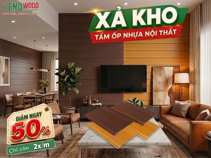 Xả kho tấm ốp nội thất TENOWOOD giảm 50% chỉ còn 28k mỗi mét